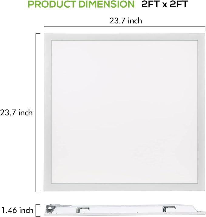 hykolity 2x2 LED Flat Panel Troffer Light,5CCT Dimmable,Drop Ceiling 2Pack | 30W-50W 5CCT 3000K-6500K Selectable 0-10V Dimmable Ultra Slim Recessed ETL Listed for Office Classroom Hospital Garage Retail