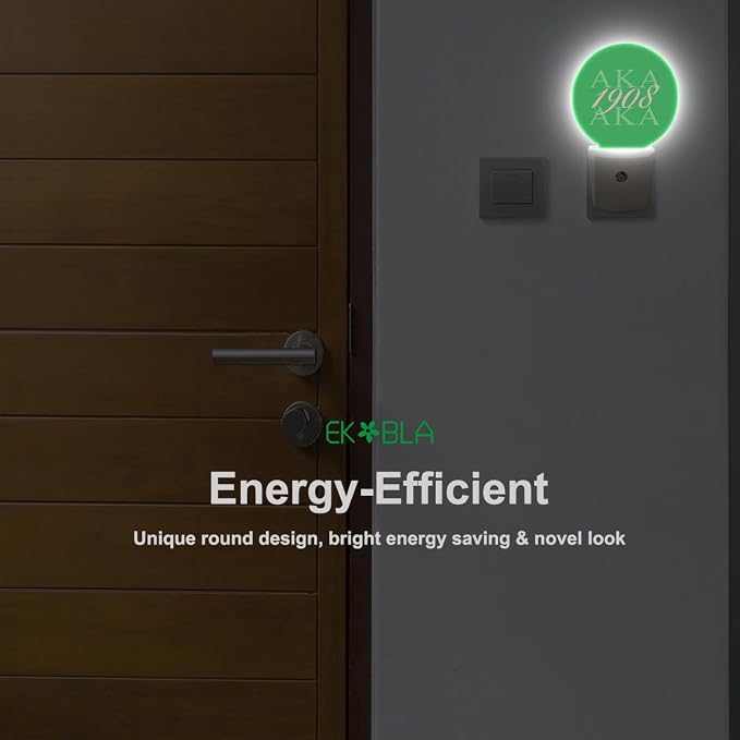 EKOBLA AKA 1908 Night Light, Also Known As Abbreviation Hip Hop Style Pink Green White Night Lights Plug Into Wall with Dusk to Dawn Auto Sensor for Bathroom, Hallway, Kitchen