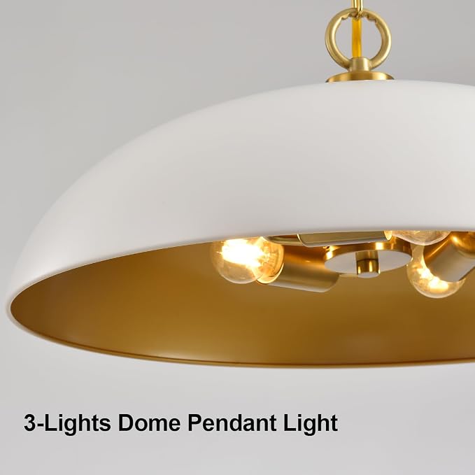 20in Dome Pendant Light 3-Light for Kitchen Island Over Table | Industrial Large Oversized Pendant Lighting Fixture Chandelier Ceiling Hanging Lamp for Kitchen Island Dining Room Over Table
