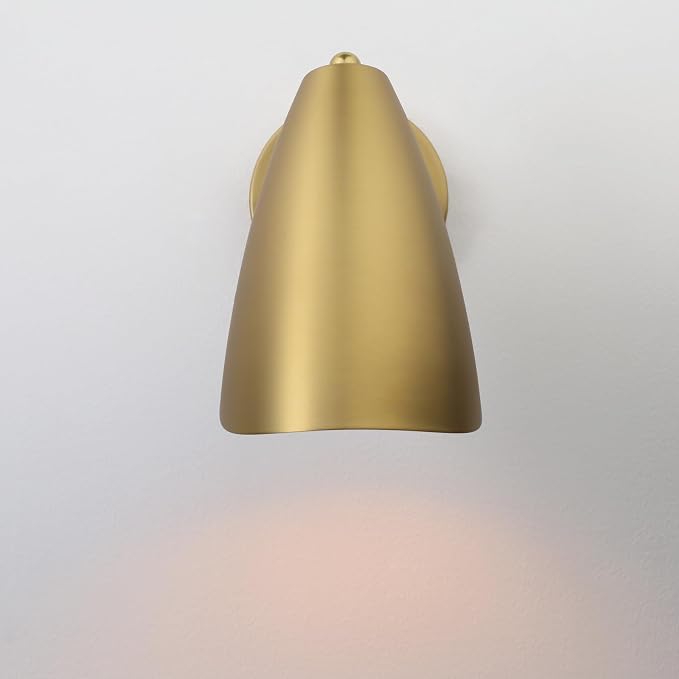 Modern Wall Sconce with Dimmer Switch, Brass Metal Wall Lamp Lighting, Adjustable Light Angle, E26 Bulb Base Reading Lighting for Wall Painting Bedroom Hallway Living Room Dining Room