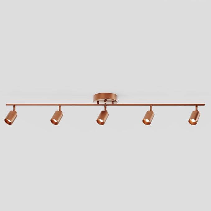 Shura Brushed Copper 5-Light Track Light with Rotatable Heads, Integrated LED Bulbs, 4 ft. Track Lighting Kit, 3000k, 2450 Lumens