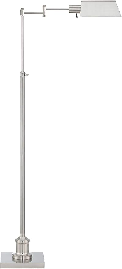 Jenson Brushed Nickel Adjustable Swing Arm Pharmacy 54" Tall Floor Lamp | Traditional Farmhouse Light Standing Base Silver Metal for Living Room Reading House Bedroom Home Office