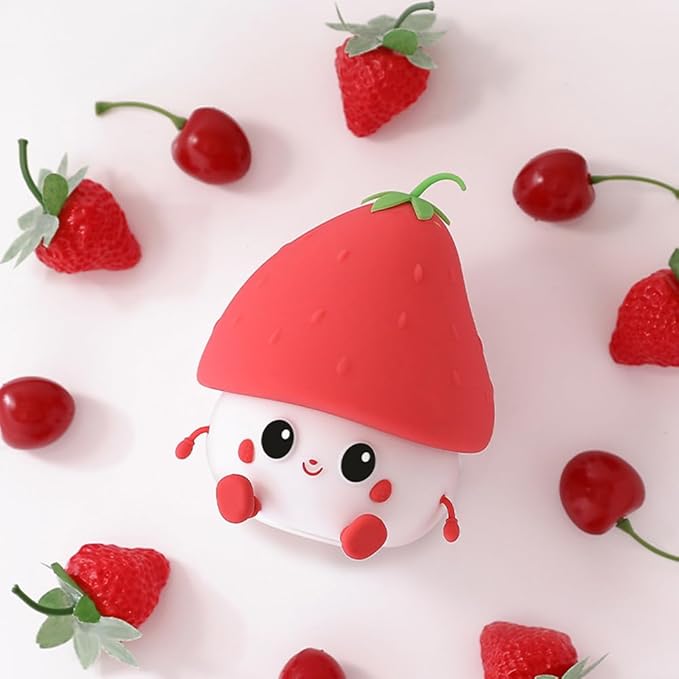 Strawberry Night Light, Cute Fruit Night Lamp for Kids Bedroom USB Rechargeable Lamps 2 Brightness Levels, Nursery Bedside Delay-Off Nightlight for Baby Toddler Boys Girls Birthday Christmas