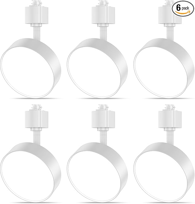 Diffuse LED Track Lighting Heads H Type Track Light Heads Dimmable Kitchen Track Lighting Fixtures Ceiling, Compatible with H Track Rails - Flicker Free CRI90+ 4000K 12W 1000lm, 6 Pack White