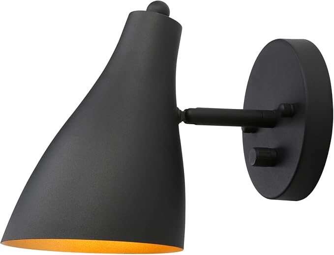 Adjustable Wall Sconce Lighting with Dimmer Switch | Vintage Wall Vanity Lighting Matte Black Finish, Hardwired Wall Light Lamp for Bedside Living Room