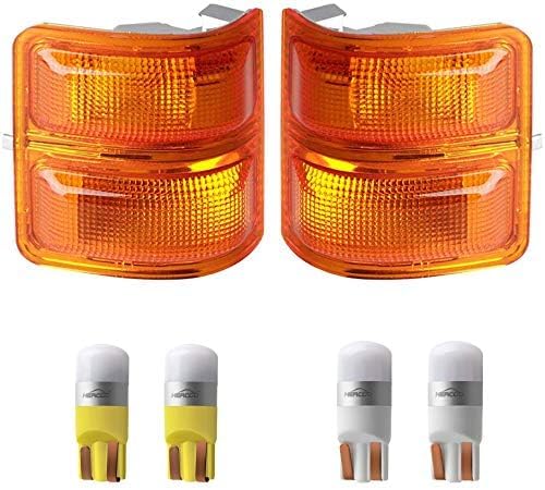 HERCOO Amber Side Mirror Marker Lights Lens w/LED Compatible with 2008-2016 F250 F350 F450 Super Duty Turn Signal Aftermarket Replacement, Qty: 2, Amber & White