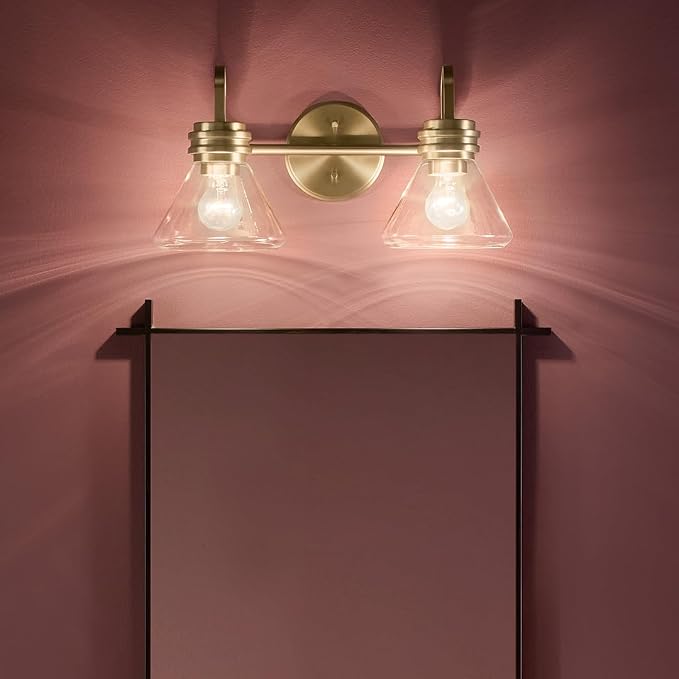 Kichler 6-Light Bathroom Vanity Light, Brushed Nickel | Round bath bar vanity light for damp locations and mirrors (36" x 4.75"), 5018NI