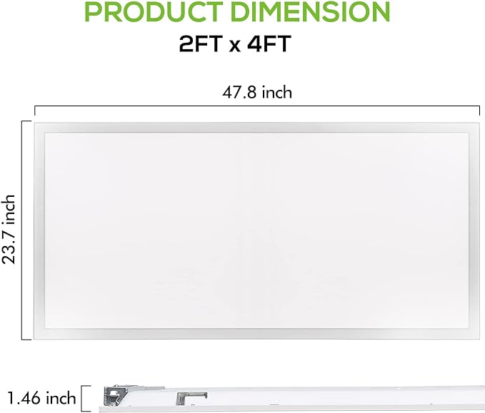 WEIZE (6 Pack 2x4 FT LED Flat Panel Troffer Light, 50W 5000K Recessed Back-Lit Drop Ceiling 0-10V Dimmable, 6500lm Lay in Fixture for Office, 3-Lamp F32T8 Replacement, 5000K Daylight White, (PN24)