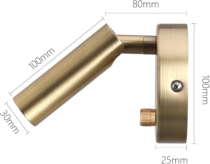 Surface Wall Mounted Reading Light Sconces Lamp Physical Knob Dimmer Switch LED 5W Warm White 3000K (Bronze Hardwired)