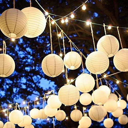 12Pcs 10 Inch White Paper Lanterns Decorative Chinese, Japanese Hanging Round Paper Lanterns Lamp for Birthday, Wedding, Christmas, Bridal, Home Decor, Party Decoration