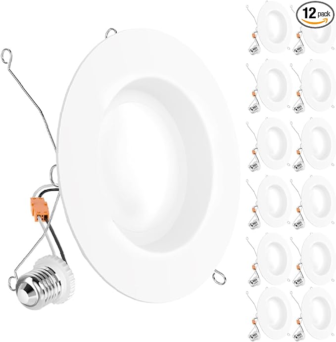 Sunco 12 Pack 6 Inch LED Can Lights, Retrofit Recessed Lighting, Smooth Trim, 965 LM, 13W (75W Equivalent), 5000K Daylight, Dimmable, Damp Rated UL