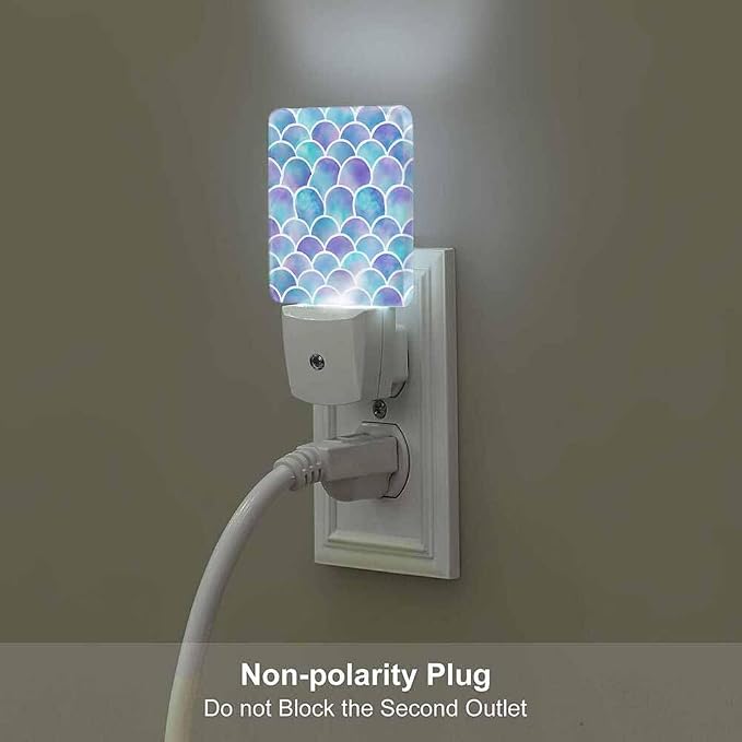 Scales Night Light Plug-into Wall A Shimmering Blue Color Nightlight Lamp with Dusk to Dawn Sensor, Led Lamp 0.5W Energy Efficient for Home Decor