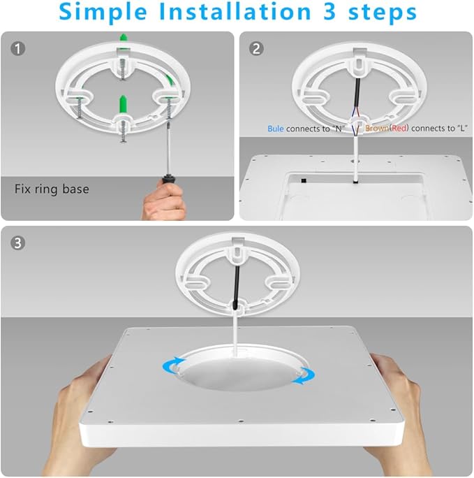 9Inch 18W Square LED Ceiling Light Fixtures Flush Mount, 2800K Warm White LED Ceiling Lamp, Surface Mount Modern Ceiling Lights, Slim Flat Panel Lighting for Bedroom, Kitchen, Bathroom Etc.