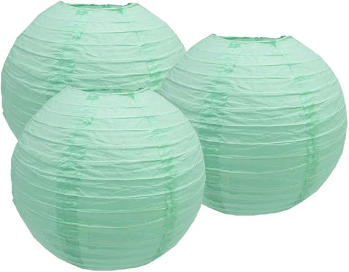 Pack of 3 Round Paper Lanterns Lamp Wedding Birthday Party Decoration (Mint Green, 4"/10CM)