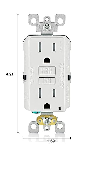 Leviton GFCI Outlet,15 Amp,Self Test,Tamper-Resistant with LED Indicator Light,Protection from Electric Shock and Electrocution,GFTR1-W,White,(Pack of 10)