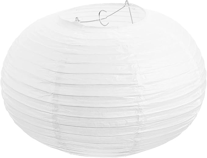 Uonlytech Paper Pendant Lamp Shade, White Round Lantern Handmade Ambient Lampshade Hanging Paper Lamp Cover for Home Pendant Lights, 30X30X19cm Wedding Decor