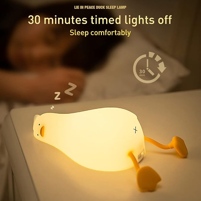 LED Duck Night Light Cute Small Lamp Night Light for Kids 3 Levels Dimmable Nursery Nightlight with Timer Silicone Squishy Duck Portable Rechargeable Touch Bedside Lamp