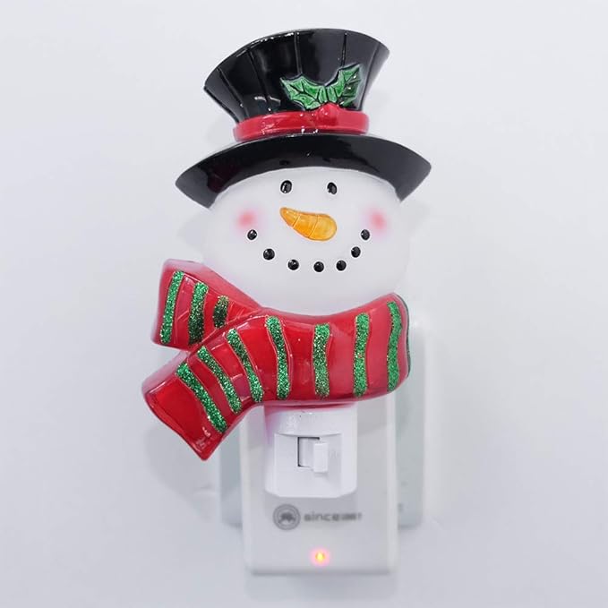 DRomance Christmas Decoration Night Light Plug in with Switch Manual On/Off, Nightlight for Kids Incandescent Bulb Included with 360 Degree Swivel Plug, Snowman Night Light Bedroom