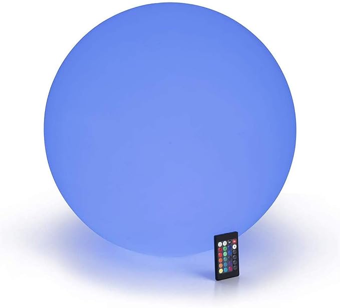 LOFTEK 20-inch Rechargeable LED Ball Light, Large Floor Lamp, Mood Lights | 16 RGB Color Changing, Waterproof Floating Pool Lights, Dimmable Globe Lamp for Home Garden Patio Lawn Party Decor