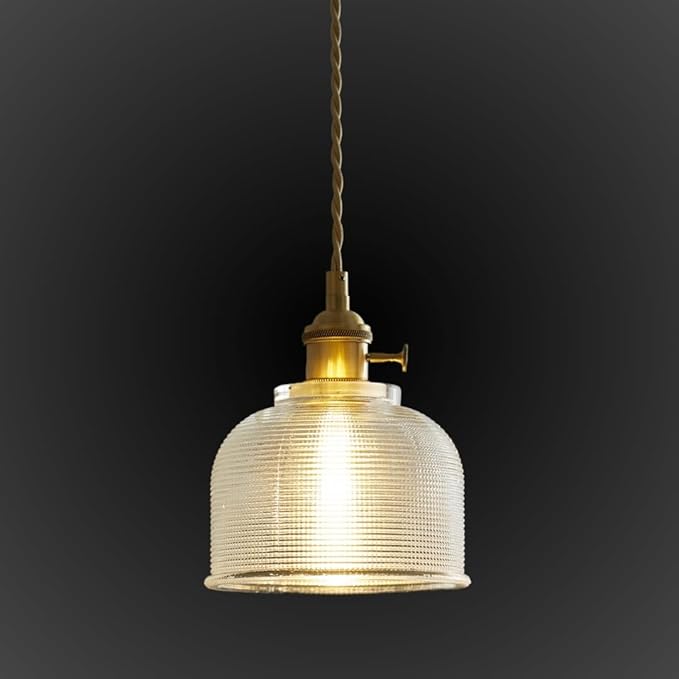 Mini Pendant Light Fixture - Brass Hanging Lamp for Kitchen Island, Bedroom, Entryway, Hallway