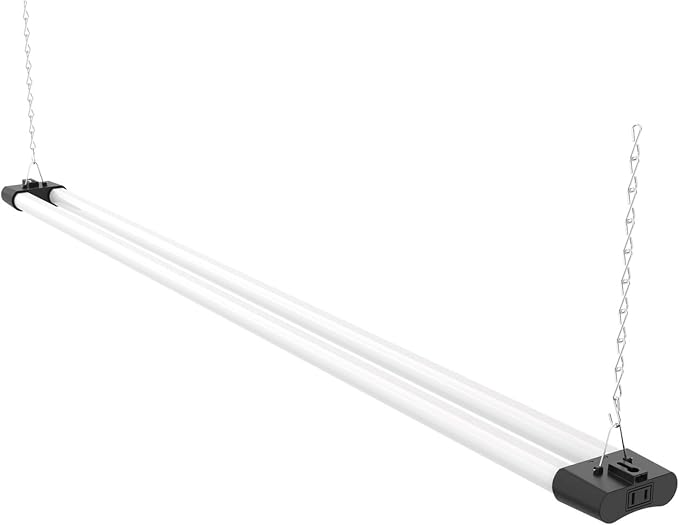 Quarterback 4FT 40W LED Shop Light with Inline Switch Dual Tube Lightweight Daylight White 5000K Surface or Suspension Mount for Garage Workshop Basement (4)