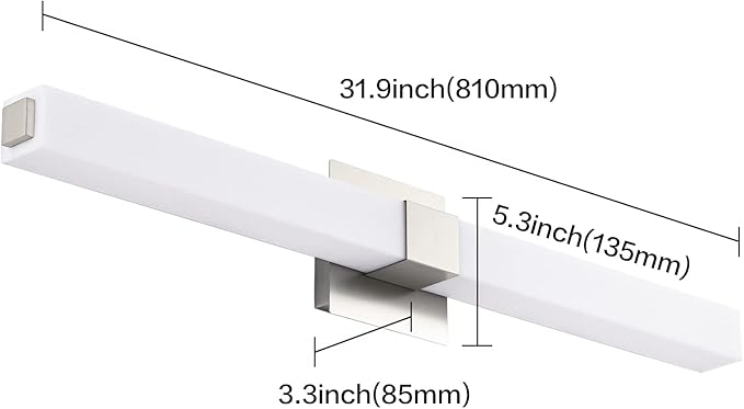ZUZITO Modern Bahtoom Vanity Light Brushed Nickel, Bathroom LED Lights 32 Inch, 5CCT Dimmable Wall Lighting Fixtures for Bathroom Over Mirror