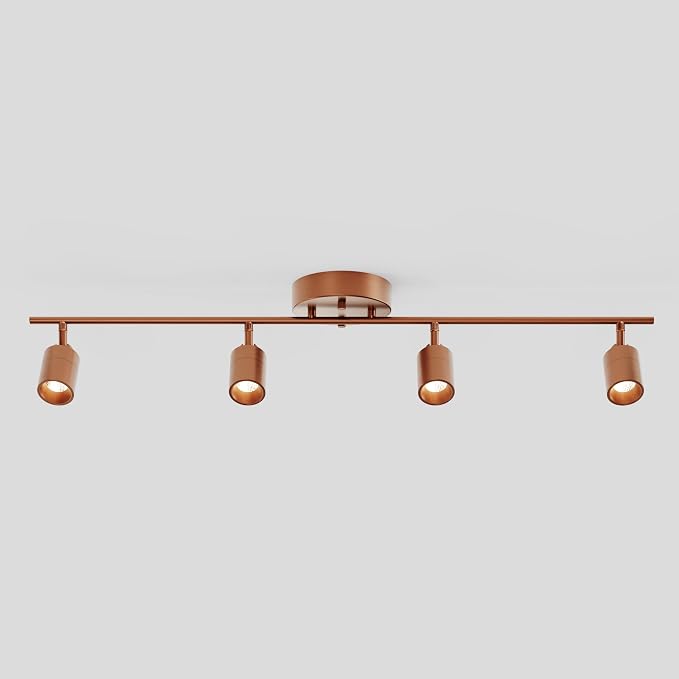 Shura Brushed Copper 4-Light Track Light with Rotatable Heads, Integrated LED Bulbs, 3 ft. Track Lighting Kit, 3000k, 2240 Lumens