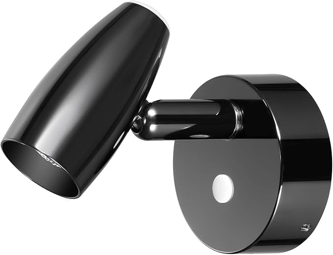 RV Reading Light 12V Swivel LED Spotlight with Quick USB Charger & Blue Nightlight, Camper Van Travel Trailer Bedroom Reading Light, 3-1/2" Length,12-24VDC Hard-Wired (Gloss Black)