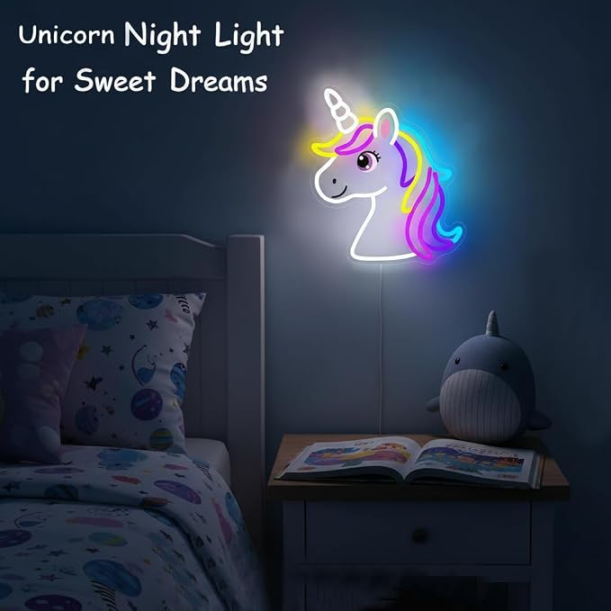 Unicorn Neon Sign for Girls Room Colorful Unicorn Neon Light Wall Decor | Dimmable Colorful Unicorn Neon Light USB Powered LED Rainbow Neon Sign for Kids Bedroom Nursery Birthday Christmas Gift