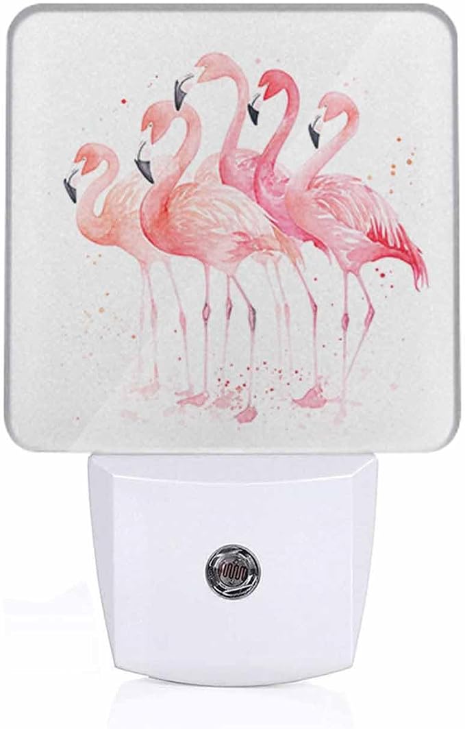 Flamingos Night Light Plug-into Wall Pink Animals Nightlight Lamp with Dusk to Dawn Sensor, Led Lamp 0.5W Energy Efficient for Home Decor