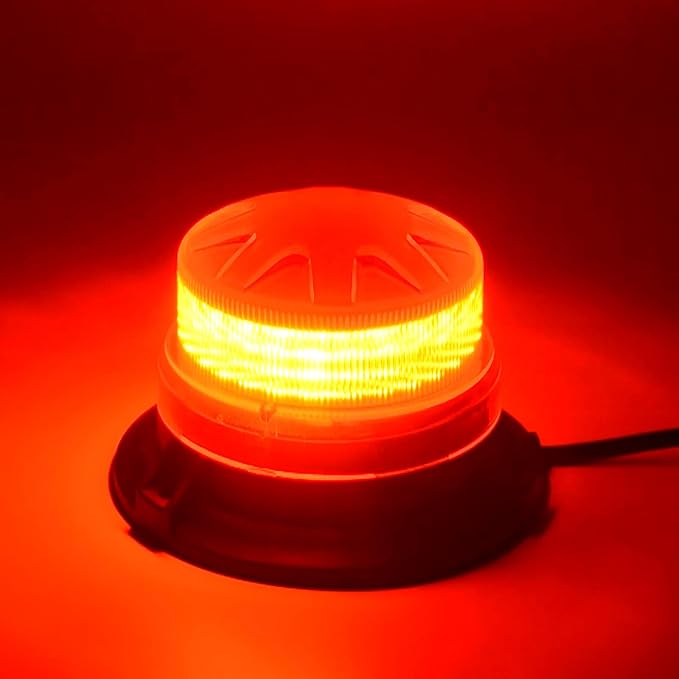 Red Led Emergency Strobe Beacon Lights for Car Vehicles 12V 24V 24-LEDs | Magnetic Mount, 8 Flash Model, Warning Safety Flashing, Rooftop Signal Lamp for Forklife Construction Truck Tractor Golf SUV
