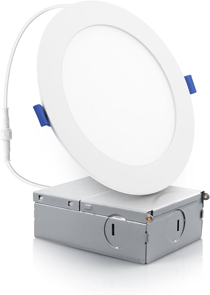 ECOELER 6 Inch LED Recessed Lighting with Junction Box, 12W 1100Lm 3000K Warm White, Dimmable LED Ceiling Light, High Brightness Canless Lights, ETL & FCC Listed