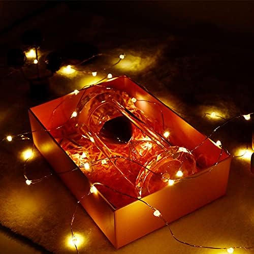 Timer Led String Light,2 Pack Mini Battery Powered Silver Wire Starry Fairy Lights,Battery Operated Lights for Bedroom,Christmas,Parties,Wedding,Christmas Gift Decoration(5m/16ft Warm White)