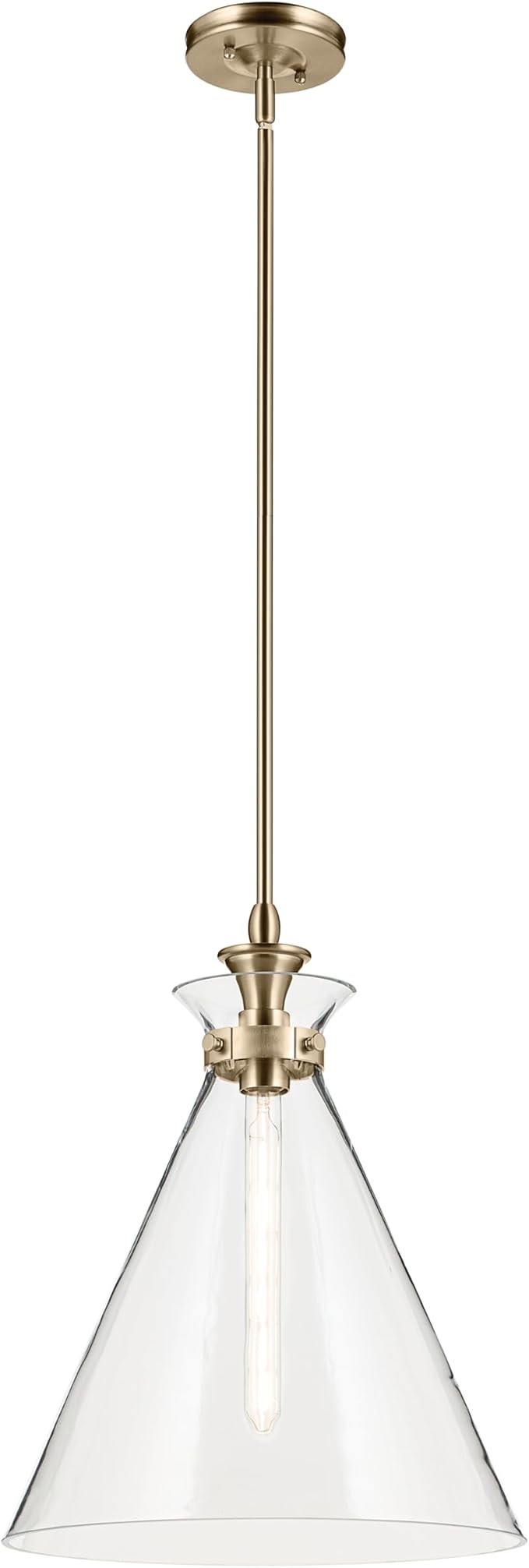 Kichler Laria Pendant Light, Clear Glass, Champagne Bronze | Traditional pendant light for kitchen islands and dining rooms (19.75" x 16"), 52775CPZCLR