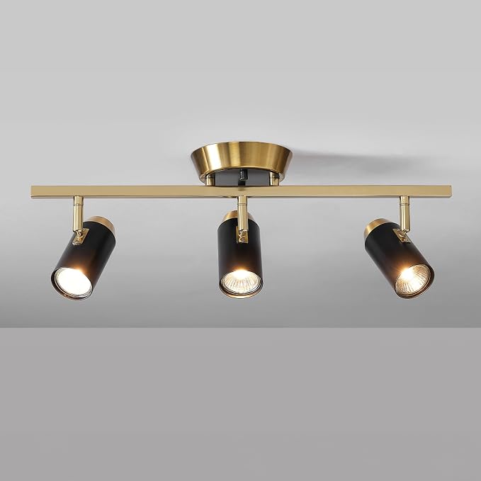Globe Electric 3-Light Track Lighting, Adjustable Heads, Matte Brass with Black Accents, 21-Inch Dimmable Track Bar for Modern Kitchen & Ceiling Lighting