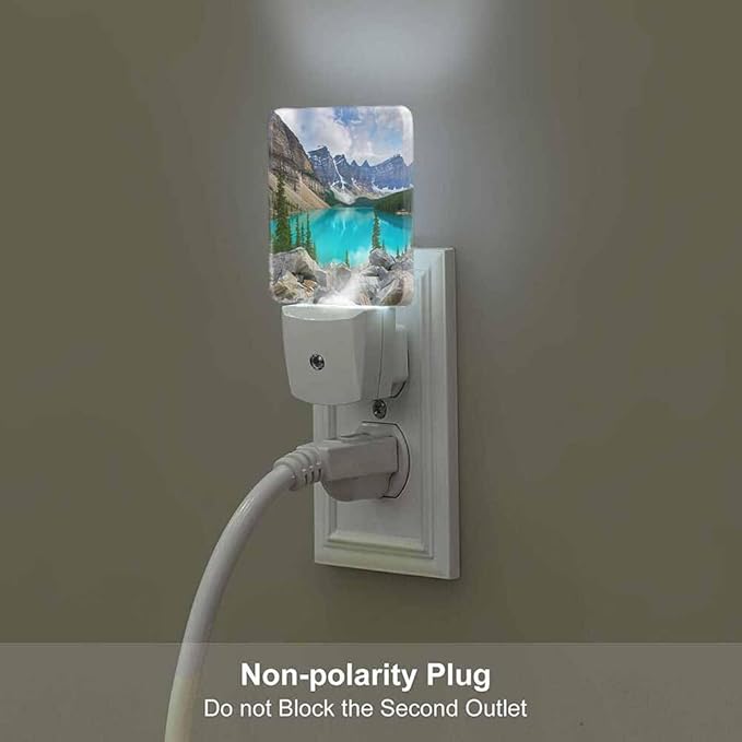 Mountains Forests and Lakes Night Light Autumn Mountain Scenery Plug into Wall with Dusk to Dawn Light Sensors 0.5W Warm Nightlights for Bedroom Bathroom Hallway