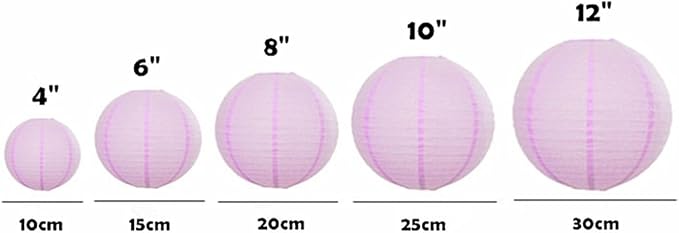 Folding Round Paper Lantern Reusable Chinese/Japanese Style Hanging Ornament Lamp Cover for Garden Birthday Party Decoration Supplies(Pink,10pcs Assorted Sizes)
