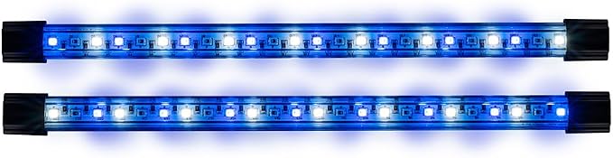 GloFish 10-Inch LED Light Sticks for Fish Aquariums Up to 75 Gallons, 2 Count, with White, Blue and Magenta LED Lights