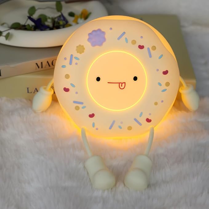 Doughnut Night Light - Kawaii Donut Bedside Night Lamp Desk Decor USB Recharging, Delay-off Bedroom Sleep Light, Cute Gifts for Girls, Boys, Teens, Friends Birthday, Thanksgiving, Christmas