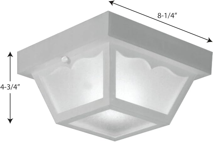 Progress Lighting 1-Light Indoor and Outdoor Flush Mount Ceiling Light, Interior and Exterior Ceiling-Mount Light Fixture for Porch Light, Patios, Garages, Hallways, Non-Metal, 8-1/4" by 4-3/4", White