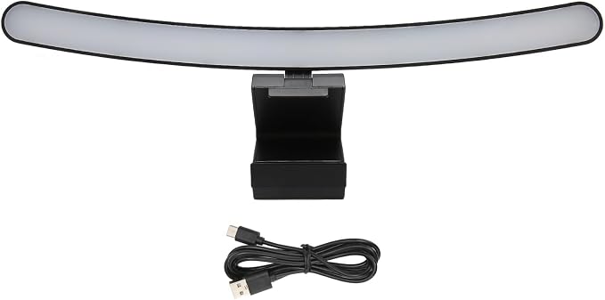 Cyrank Curved Monitor Light Bar, 3 Color Temperature LED Computer Desk Lamp Touch Control Monitor Lamp Type C Computer Light Clip on Keyboard Light