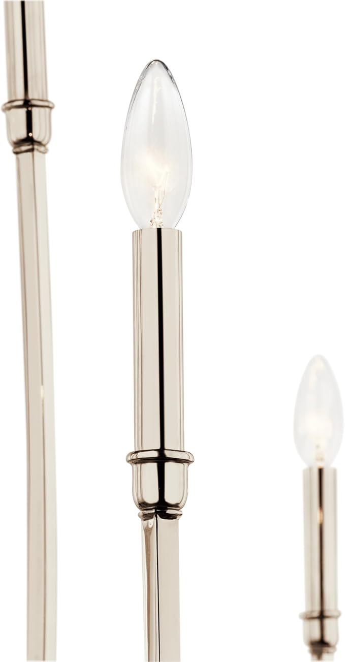 Kichler Malene 8-Light Foyer Chandelier, Updated Traditional Light in Polished Nickel, Sloped Ceiling Compatible, for Foyer, Dining Room or Living Room (43.5" x 42.25"), 52699PN