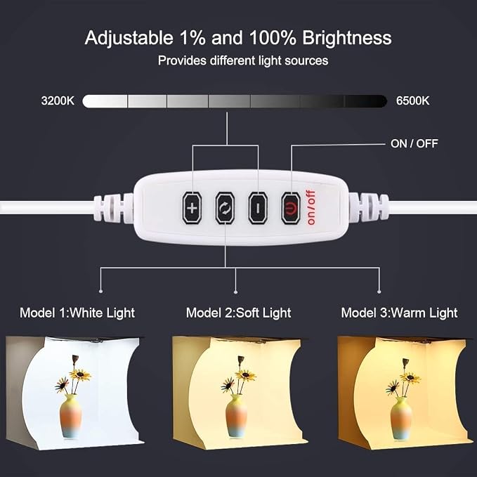PULUZ Photo Studio Light Box, Portable Folding Photo Light Box with Ring Light and 6 Colors Backdrops,Light Box Photography for Small Size Products