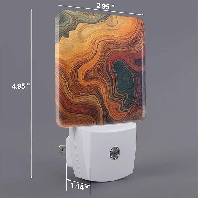 Abstract Background Night Light Colorful Brown Asian Style 0.5W Night Lights Auto LED Lamp Energy Saving Square Lights for Room Bedroom Bathroom