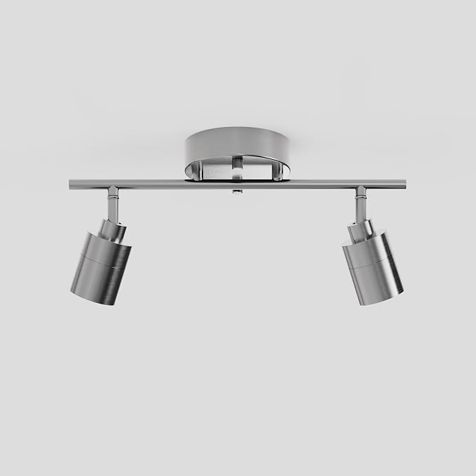 Shura Brushed Nickel 2-Light Track Light with Rotatable Heads, Integrated LED Bulbs, 15 in. Track Lighting Kit, 3000k, 1120 Lumens
