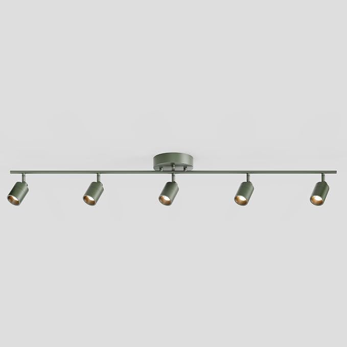Shura Dark Olive 5-Light Track Light with Rotatable Heads, Integrated LED Bulbs, 4 ft. Track Lighting Kit, 3000k, 2450 Lumens