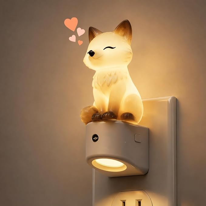 L LOHAS LED Night Light for Kids, Kids Night Light, Dusk to Dawn Sensor | 3D Cute White Fox Night Lights,RGB+Soft White 3000K,Birthday Gift Nightlight for Kids, Room Decor