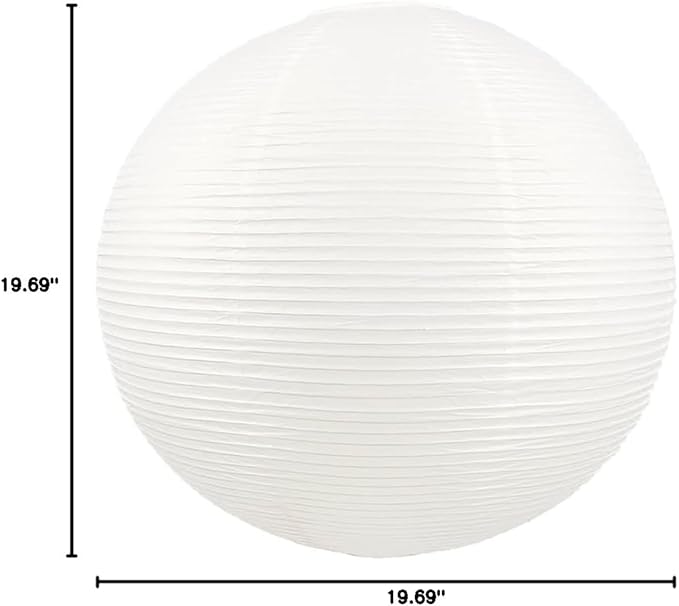 19.68" White Round Paper Lanterns, Chinese/Japanese Paper Lantern Pendant Light, Large Hanging Paper Lamp Shade for Party Decoration, Home Decor Ceiling Lampshade(1 Pack)