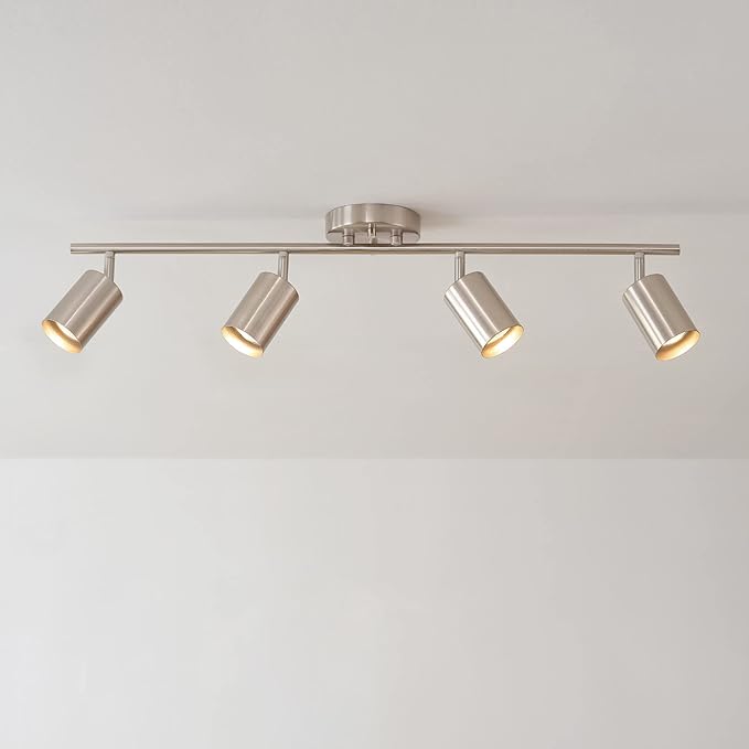 Globe Electric Pratt 4-Light Track Lighting, Brushed Nickel Finish, Bulb Not Included