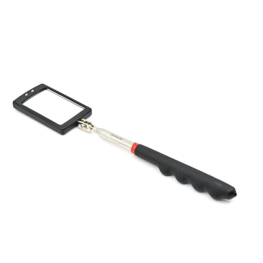 Telescoping LED Lighted Flexible Inspection Mirror 360 Swivel for Extra Viewing